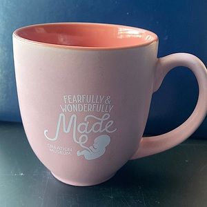 Fearfully and Wonderfully made mug! Pink mug with white lettering!
